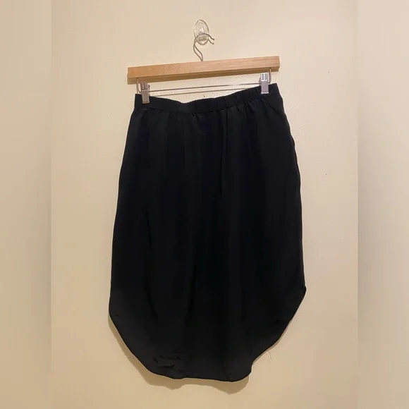 Madewell Black 100% Silk Mid-length Straight Island Skirt Elastic Waist. Size S - Picture 3 of 9